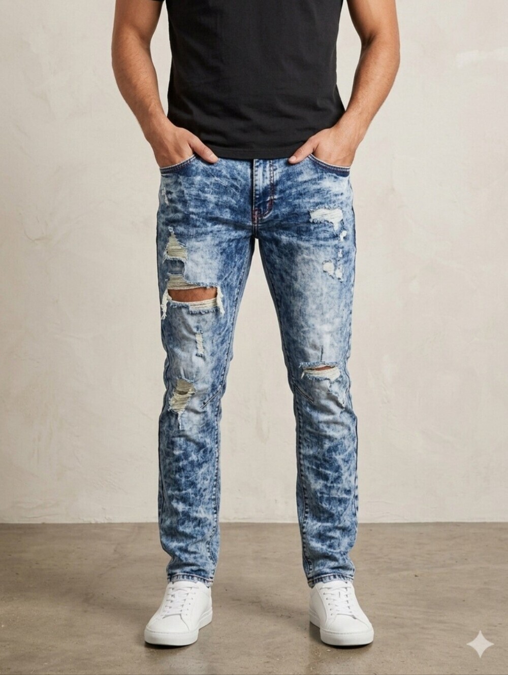 Heritage America Denim Distillery Distressed Men's Jeans Blue 36x33